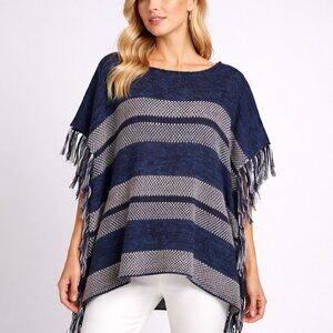 Chaps Denim Fringe Poncho Sweater